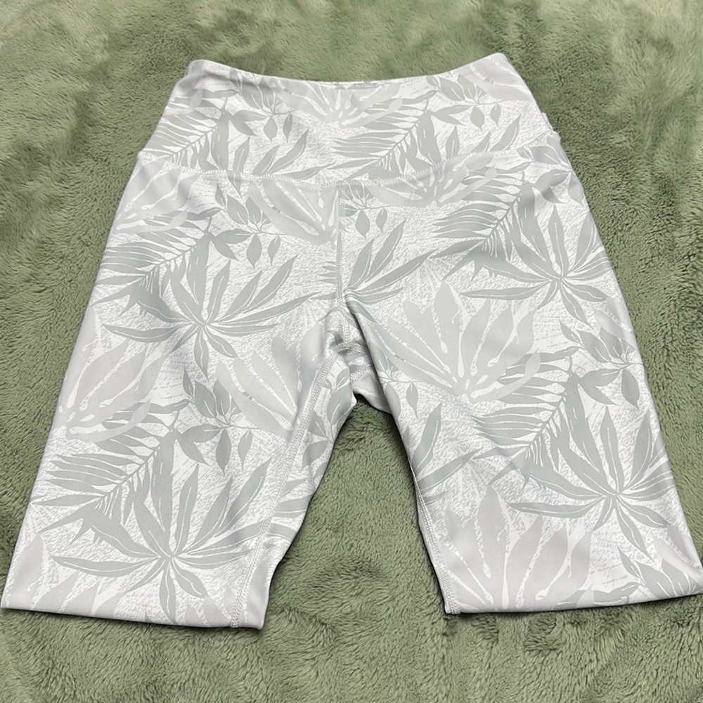 Workout leggings white with light grey pattern